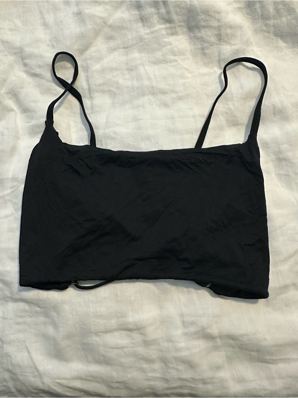 Andie Black Bikini Top with Thin Straps